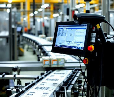 HMI and Scanner on a production line.