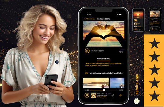 A female using Wealthy Mind app