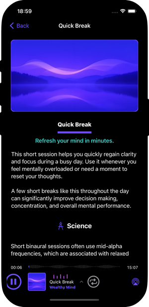 Wealthy Breath app - quick break session.