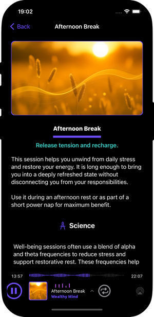 Wealthy Breath app - afternoon break session.