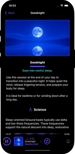 Wealthy Breath app - good night session.